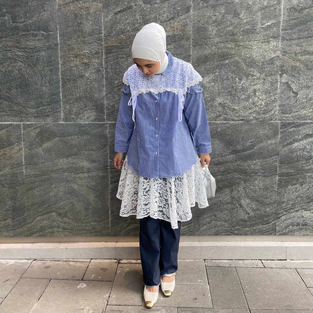 Image of Eclemix Skirt Lassy | Rok Wanita Brukat Daily | Layered Lace Bottom Wrapped Hip Half Body Apron